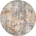 DMOYEST 5ft Round Area Rug Living Room Rugs - 5x5 Washable Large Soft Indoor Neutral Modern Abstract Low Pile Rug Carpet for Bedroom Dining Room Farmhouse Home Office - Grey Brown