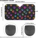 Colorful Dog Paw Print Car Sun Shade for Windshield Sun Shield for Front Window Blocks UV Rays Easy to Install Car Interior Accessories Sun Protection for Cars Truck SUV