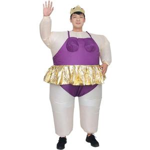 IHGYT Inflatable Costume Ballet Game Cloth Adult Funny Blow up Suit Halloween Men's Costume Purple Cosplay, Plus Size