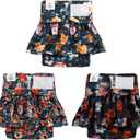 CuteBone Female Dog Diapers with Skirts 3 Pack Reusable Puppy Dresses Pants for Heat Cycle Period QBD21S, S
