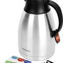 TOMAKEIT Thermal Coffee Carafe with Hang Tag, 2L/68 Oz Stainless Steel Vacuum Insulated Thermoses, Double-Wall Design, 24-Hour Hot & Cold, Leak-Proof, Portable for Travel,Camping,Office (Silver)