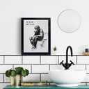 Orvannaatr Minimalist Bathroom Wall Decor, Chimp Wall Art on Toilet, Chin Rests, Fun Bathroom Animal Art, Black and White Canvas Prints Can Be Hung Directly -Frame,8"x 10"