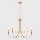 ALISADABOY Gold Farmhouse Chandelier Modern Candlestick Dining Chandelier Light Fixture Industrial 6 Light Pendant Lighting for Kitchen Living Room Bedroom Foyer Entrance Hallway Entryway, Gold Chandelier 