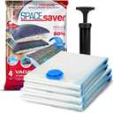 4 Pack Variety Vacuum Storage Bags for Comforters, Blankets & Clothes – Vacuum Sealed Compression Bags with Hand Pump – Space Saver Storage Bags for Bedding, Moving, Travel & Organization (2L & 2XL)