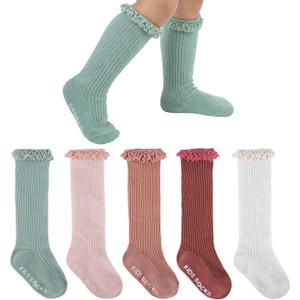 Baby Girl Knee High Socks Newborn Infant Toddler Cotton Ruffle Long Socks Non Slip Stockings Dress Sock