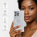 Magnetic for iPhone 14 Pro Case Rectangle, with Camera Lens Protector, Compatible with MagSafe, Shockproof Military-Grade Protection, Soft Silicone Cover for Women Men, Silver