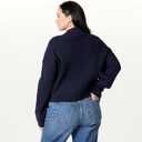 The Drop Women's Marcy Ribbed Polo Top (Large, Navy)