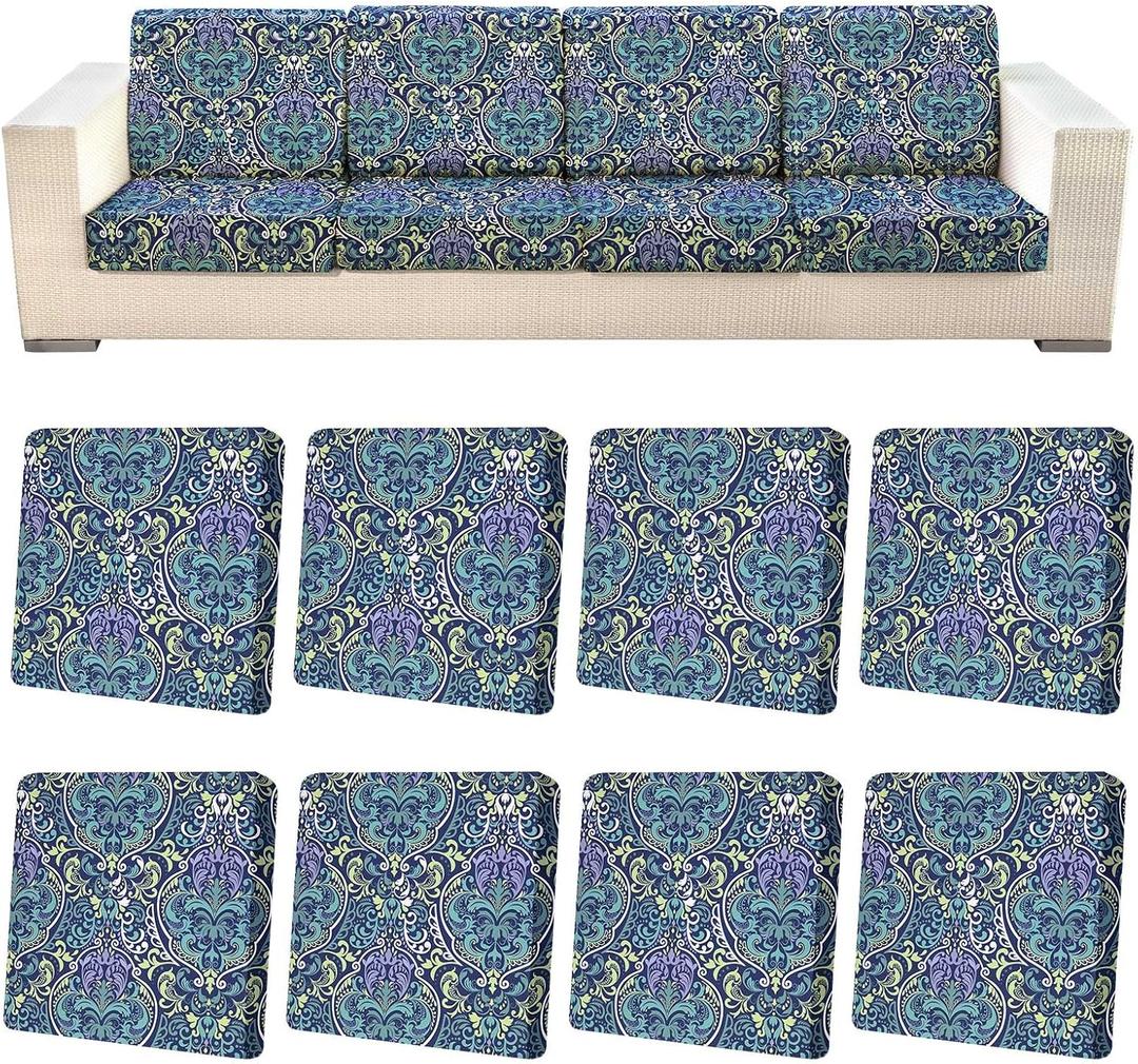 8Pcs Patio Cushion Covers Stretch Outdoor Furniture Protector Slipcovers
Universal Fit Outdoor Cushion Covers, Elastic Bottom, Couch Chair Seat Replacement, Pet Friendly for Dogs, Sofa Slipcovers