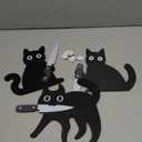 Black Cat Door Decor - A three-piece wooden black cat ornament set, the gift for cat lovers. Ideal for home, kitchen, and entryway party decorations.