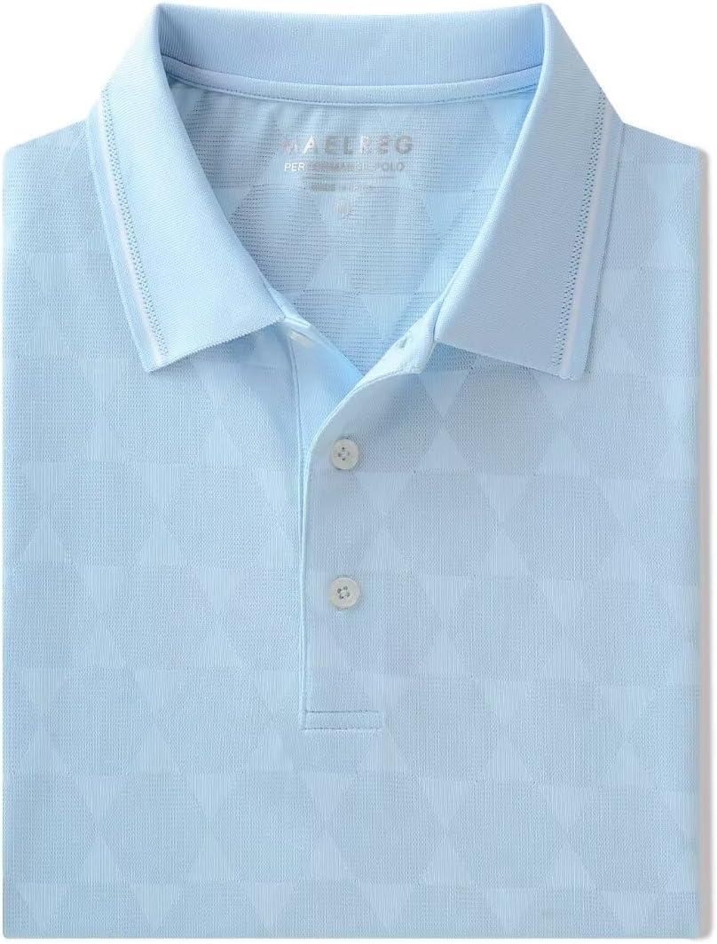 M MAELREG Mens Polo Shirts Short Sleeve Jacquard Performance Moisture Wicking Lightweight Casual Active Mens Golf Shirt (M)