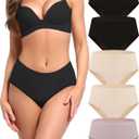 AIRCUTE Washable Adult Urine Incontinence Underwear for Women Leak Proof Absorbent Bladder Protective Panties (Large, 5 Pack) (2 Black, 2 Beige, Dusk)