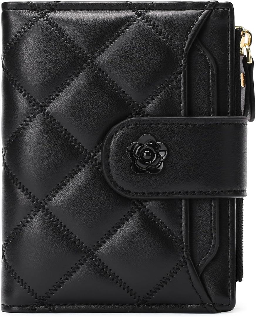 Small Wallets for Women Leather Bifold Wallet Women RFID Blocking Purse Credit Card Holder with 15 Card Slots and ID Window Coin Pocket