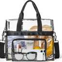 Bluome Clear Bag For Stadium Events 12612 Clear Stadium Bag Crossbody Tote Transparent for Concert Approved Sports (05-black)
