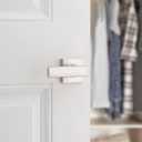 Kwikset Breton Interior Passage Door Handle, Lever For Closet and Hallway Doors, Reversible Non-Locking Handle Lever, Satin Nickel , with Microban Protection