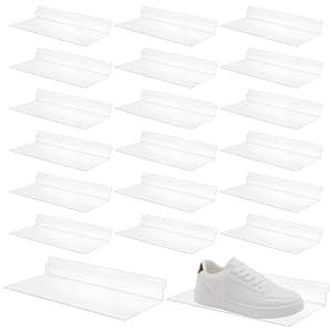 HEIHAK 20 Pack Clear Acrylic Slatwall Shelves 4.5 x 10 Inch  Wall Mounted Panel Accessories for Shoe Stores, Home Organization & Retail Display