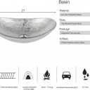 Bathroom Boat Shape Artistic Glass Vessel Sink Free Chrome Faucet and Pop-up Drain Set, Silver