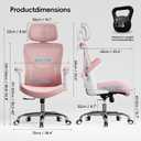 Ergalithic Office Home Ergonomic Desk Chair-Computer X-Shaped Chair Mesh PU Leather with Adjustable Lumbar Support-Executive Chair High Back with Headrest Flip-Up Arms for Long Hours (Dark Pink), 24.8 inches W x 25.6 inches D x 45.2-49.2 inches H