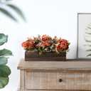 Dahey Centerpiece Table Decorations for Dining Room Farmhouse Living Room Fall Table Centerpieces Decor Wood Tray with 3 Artificial Flowers and 2 Eucalyptus for Kitchen Table, Orange