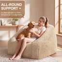Hobestluk Bean Bag Chair Plush Accent Chair Armrest Living Room Adult Beige