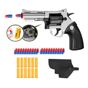 Toy Gun, Soft Bullet Toy Revolver, Game Catapult Toy Gun Foam Blaster, can fire Sponge Bullets, Educational Model Toys, Suitable for Children's Gifts from 6 Years Old(Silver)