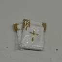 PerKoop 50 Pcs Baptism Satin Gift Bags with Drawstring 4 x 6 Inch Religious Gift Bags Cross Candy Jewelry Pouches for Baptism First Communion Party Favor(White)