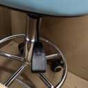 Adjustable Rolling Stool with Wheels Heavy Duty Round RollingStool with Footrest, Patent Leather Drafting Stool Chair with Wheels Work Spa Salon Seat,Blue, No backrest
