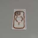 GVIEWIN for iPhone 16 Pro Case Compatible with MagSafe, Upgraded [Full Camera Protection][Cute Wave Frame][Military Grade Protection] Electroplated Soft Phone Cover for Women Girl, Clear/Rose Gold