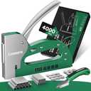 Heavy Duty 4 in 1 Staple Gun Larger Size, Effortless Operation - 1080 Force Adjustment, Stapler Gun for Upholstery, Carpentry, Wood, Fabric, Furniture, Wall & DIY with Remover & 4000 Staples