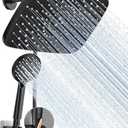Veken 11.8 Inch Rain Shower Head with Handheld- High Pressure Dual Shower Heads with 5 Modes Handheld Spray Combo- Wide Rainfall Showerhead with Hose, Bathroom Accessories, Matte Black