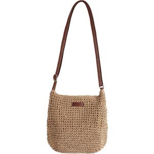 LEVOTIER Woven Straw Crossbody Bags for Women - Handmade Casual Beach Purse