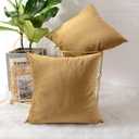 MERNETTE Pack of 2, Velvet Soft Decorative Square Throw Pillow Cover Cushion Covers Pillow case, Home Decor Decorations for Sofa Couch Bed Chair 16x16 Inch/40x40 cm (Gold)