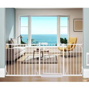 ALLAIBB Extra Wide Pressure Mounted Baby Gate Walk Through Child Kids Safety Toddler Tension White Long Large Pet Dog Gates with Extension for doorways Kitchen and Living Room (71.65-76.38"/182-194cm)