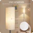 Set of 2 Dimmable Floor Lamps for Living Room with 2 Remotes and Foot Switch, 64.4Modern Standing Tall Lamp, Corner Lamp for Bedroom, Bulb Included, 3000K-6500K, Beige Shade E06LDP205W1