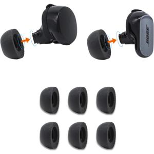Comply Memory Foam Replacement Earbud Tips for Bose QuietComfort, II, Ultra 1&2 | Ultimate Comfort, Secure Fit, Superior Noise Isolation | Black, Medium (3 Pairs)