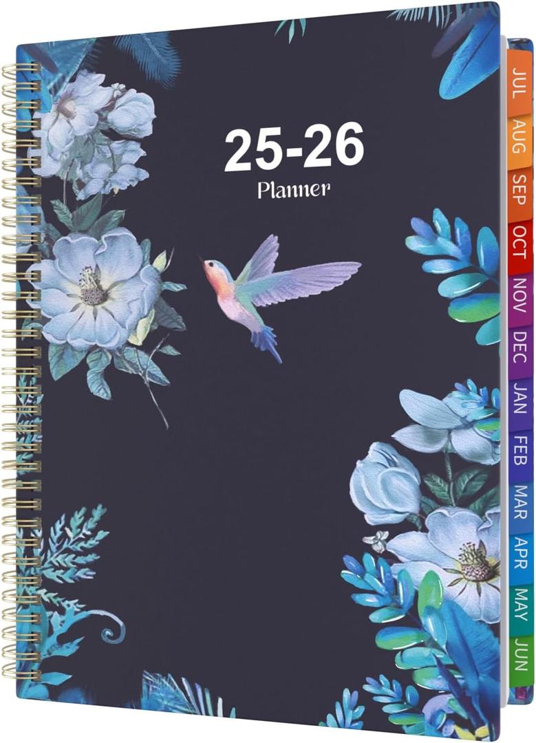 2025-2026 Appointment Book, 25-26 Planner Quarter-Hourly, Weekly & Monthly - from July 2025 - June 2026, A4 Weekly Planner with Colorful Tabs, Hardover, Note Pages, Pockets, Spiral Binding (8.5"x11")