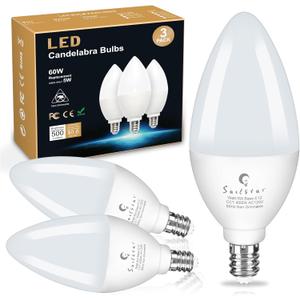 Sailstar Candelabra Light Bulbs 60 Watt Equivalent, 4000K Natural Daylight, 5W E12 Small Base Type B LED Bulbs, 500 Lumens, Chandelier Ceiling Fan Light Bulbs, CRI 85, Non-dimmable, Pack of 3