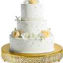 Wenqik 18 Inch Cake Stand, Metal Round Cake Stands Set with Modern Design White Dessert Display Cupcake Stands Plates Fruit Serving Tray for Wedding Birthday Baby Shower Party (Gold)