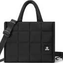 Quilted Crossbody Bags for Women,Puffer Weekender Overnight Bag,Purse Handbag Organizer,Small Tote Bags Shoulder Bag (Black)