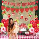 Strawberry Half Birthday Decorations for Girls, It's My 1/2 Birthday Banner Cake Topper Strawberry Banner Garland Red Pink Green Balloon Foil Balloon for Fruit Theme Party