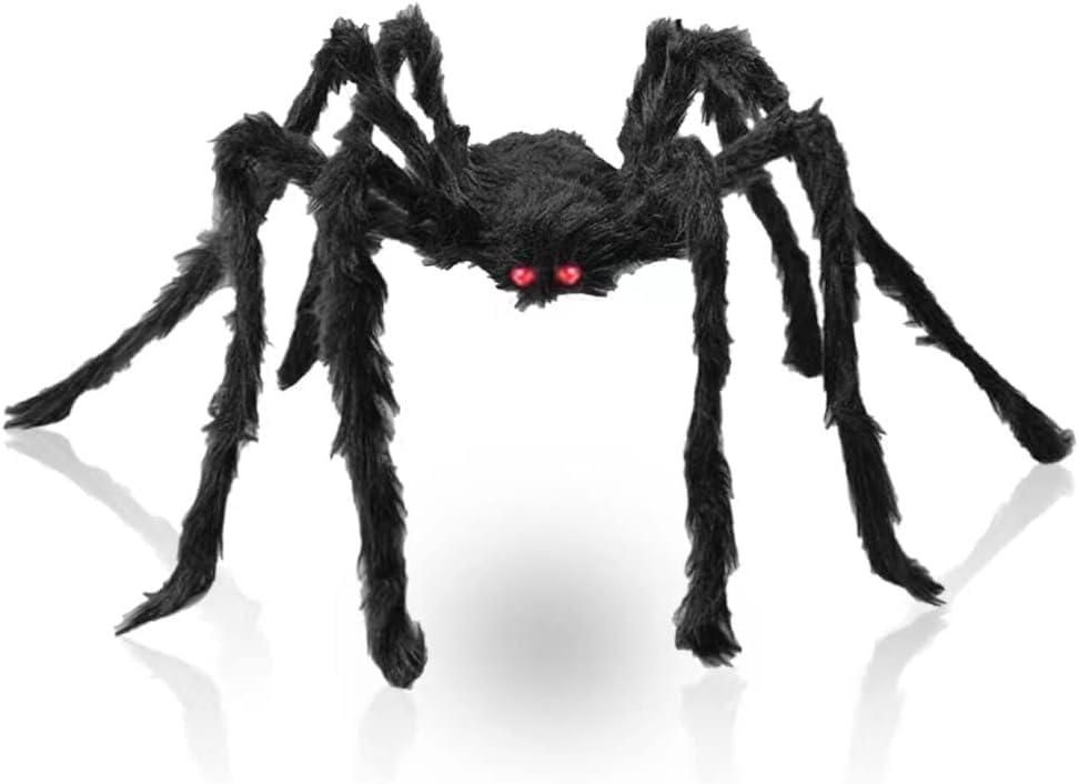 3 x Halloween Decorations Big Giant Spider 4.9 Ft Black Soft Hairy Scary Spider Fake Large Pops for Halloween Outdoor Yard Party