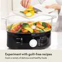 BELLA Two Tier Food Steamer with Stackable Baskets & Removable Base for Fast Simultaneous Cooking - Auto Shutoff & Boil Dry Protection, 7.4 QT, Black