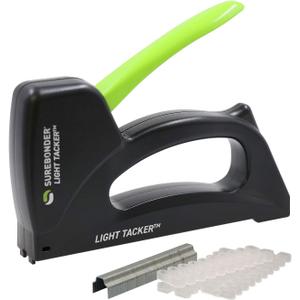 Surebonder 5540HOL Light-Duty Tacker Staple Gun for Holiday and Christmas Lights, Garland, Phone, Speaker, TV, and Computer Cable - 60 Staples and 30 Insulators Included