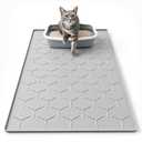 Garoopion Cat Mat for Litter Box, Large 34" X 22" Cat Litter Mat, Waterproof Silicone Pad for Floor, Gray