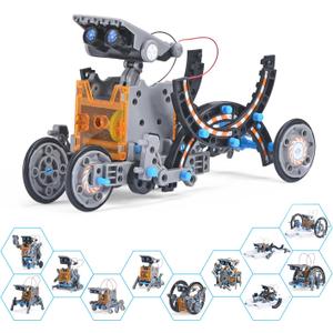 AESGOGO STEM Projects 12-in-1 Creation Solar Robot Kit,Science Experiments Toys Gifts for Kids Ages 8-12,Educational DIY Building Robotics Kit for 8 9 10 11 12 13 14 15 Year Old Boys Girls Teens (Blue)