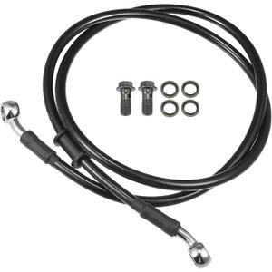 Motoforti Universal Brake Hose Motorcycle ATV Dirt Bike Motocross Braided Hydraulic Brake Line Oil Hose Pipeline, 110cm, Metal, Black Silver Tone, 1 Set