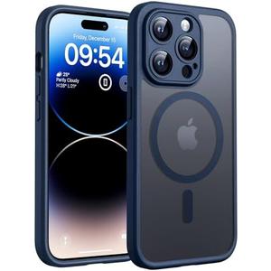 TOCOL Magnetic for iPhone 14 Pro Case, Upgraded Full Camera Protection, Compatible with Magsafe, Drop Protection, Translucent Matte Back Bumper Phone Cover 6.1-Inch (Dark Blue)