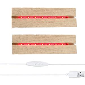 inch Rectangle Led Lights Display Bases, 2Pcs Wooden LED Lighted Base Stand Colorful Light Lamp Stand for Crystal Glass Resin Art, Home Decor(2PCS--7 Color Light)