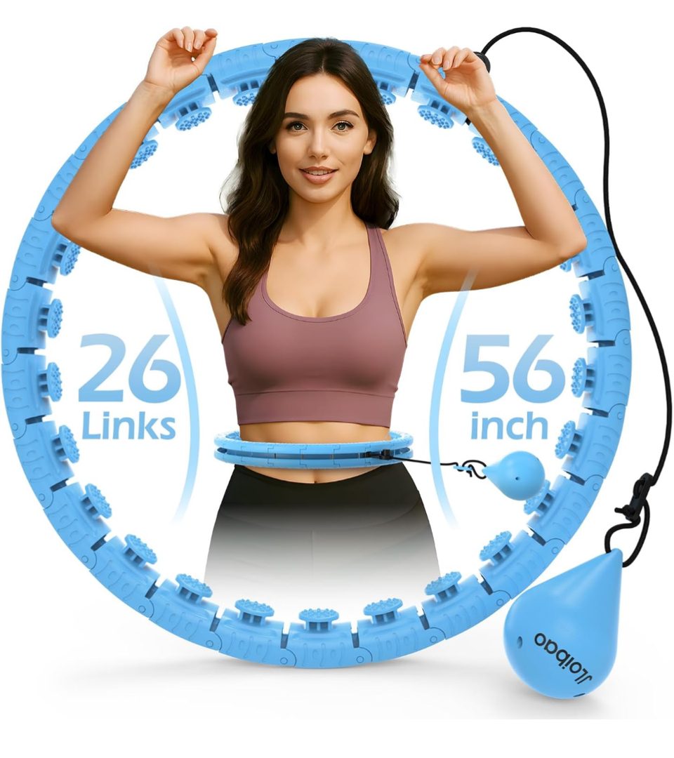 Weighted Hula Circle with 26 Links(56 Inch) for Adults Weight Loss, Infinity Fitness Hoop Plus Size, for Women Smart Exercise Equipment