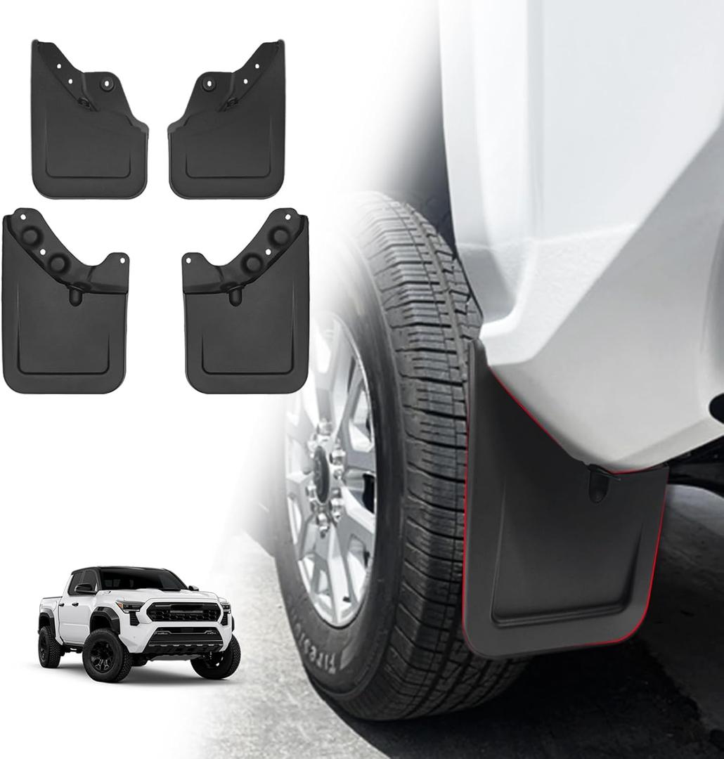 Muslogy Mud Flaps Splash Guards Compatible with Toyota Tacoma 2024 2025 Accessories Front and Rear Mud Guards 4PCS No Drilling Fender Mudguards Kit with Hardware Accessories(Extra Large Version)