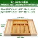VaeFae Premium Bamboo Drawer Organizer, Expandable Silverware Drawer Organizer, Cutlery Tray with Dividers for Kitchen Utensils (Natural, Large)